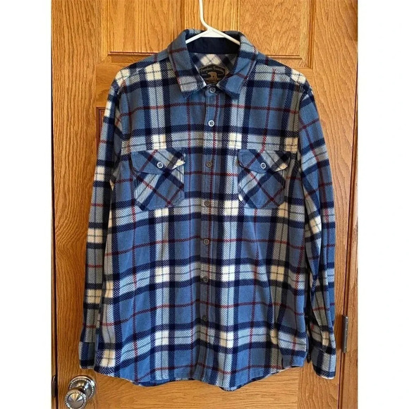 Freedom Foundry Men's Plaid Fleece Button-Up Shirt Blue Size L - Picture 1 of 5
